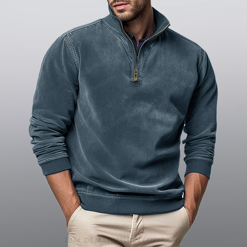 Maturelion Männer Stehkragen Poloshirt