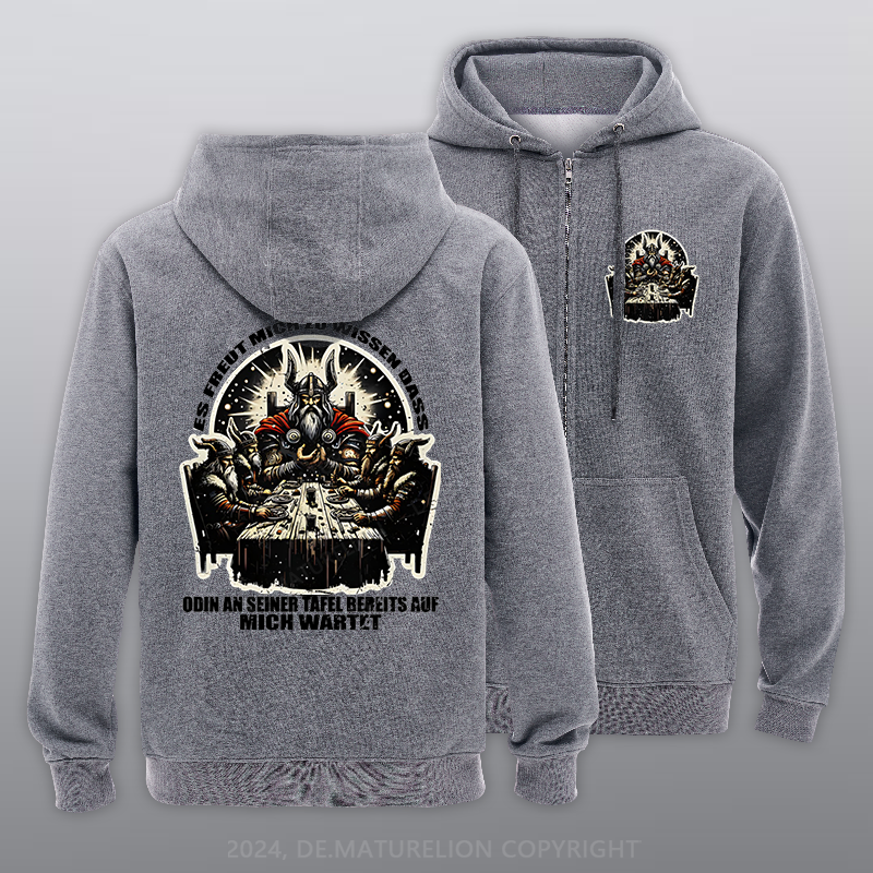 Maturelion Odin wartet an seiner Tafel auf mich Reißverschluss Hoodie