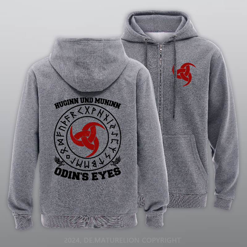 Maturelion Huginn und Muninn - Odins Augen Reißverschluss Hoodie