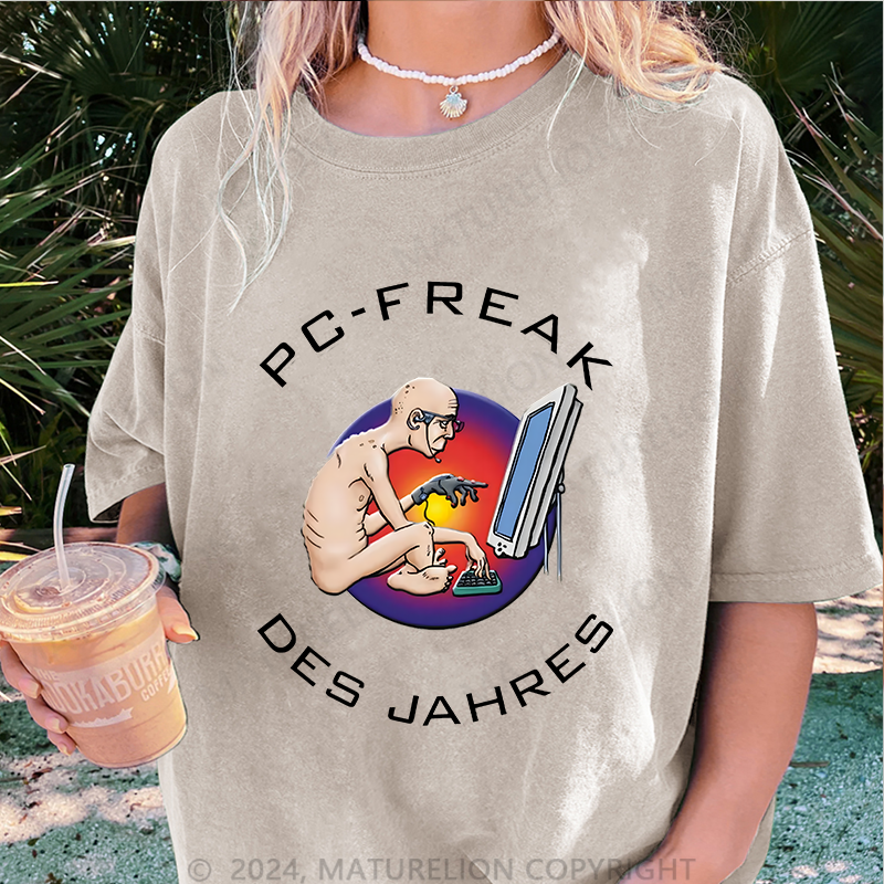 Maturelion PC-FREAK Damen Gewaschene Vintage T-Shirt