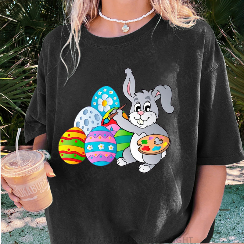 Maturelion Kunst Ostern Eier Damen Gewaschene Vintage T-Shirt