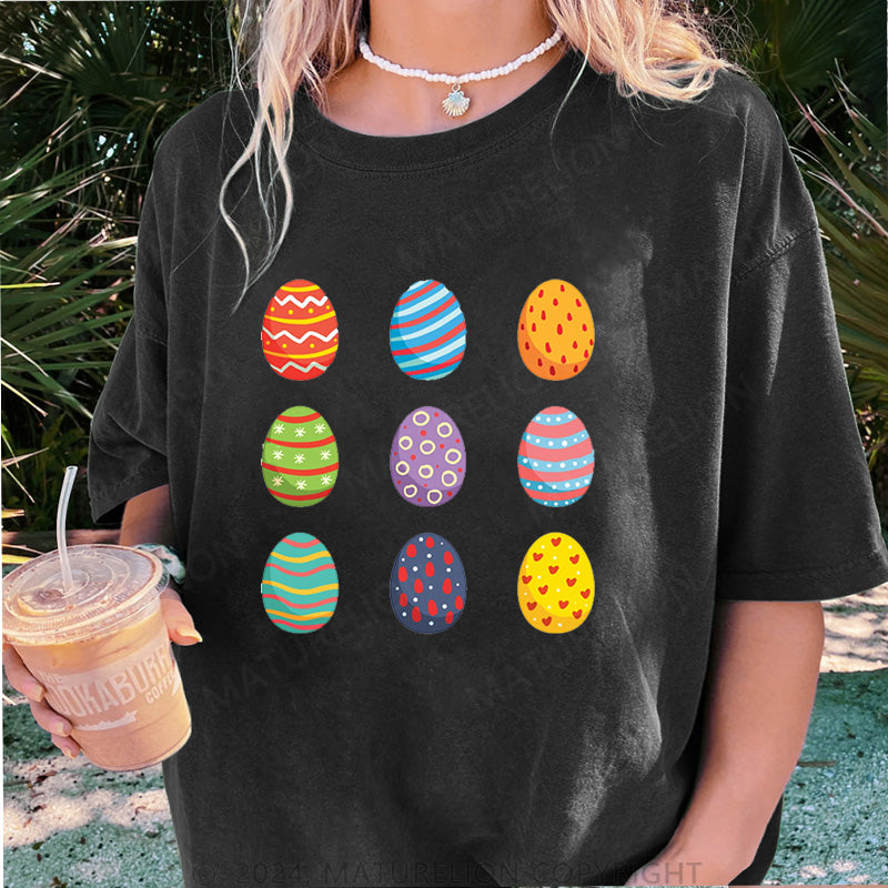 Maturelion Ostereier Damen Gewaschene Vintage T-Shirt