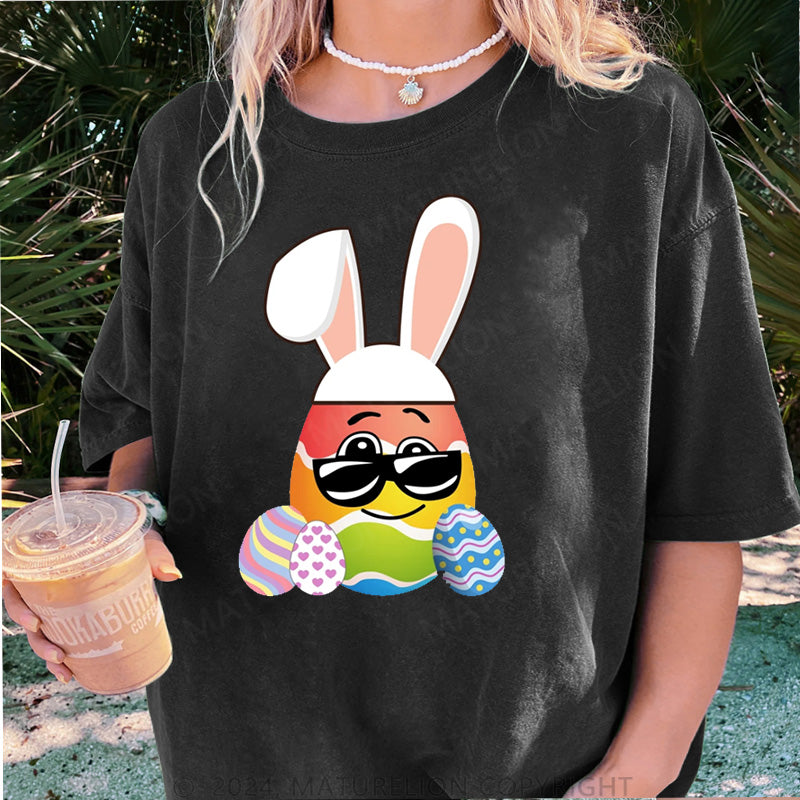 Maturelion Osterhase mit Brille Damen Gewaschene Vintage T-Shirt