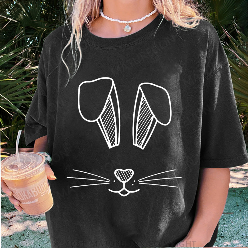 Maturelion Osterhase mit großen Ohren Damen Gewaschene Vintage T-Shirt