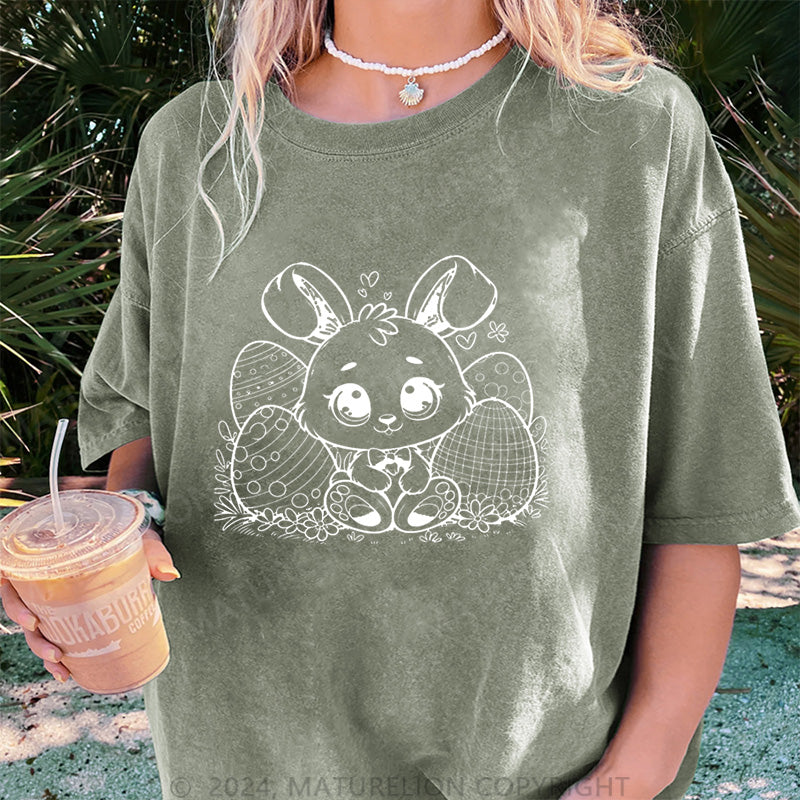 Maturelion Osterhase und Ostereier Damen Gewaschene Vintage T-Shirt