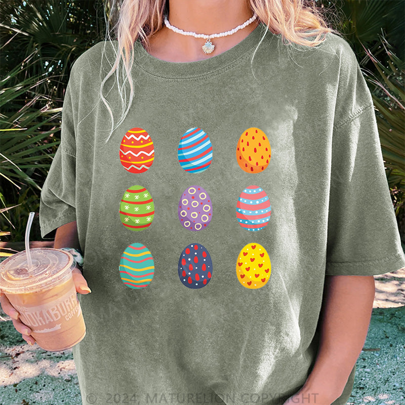 Maturelion Ostereier Damen Gewaschene Vintage T-Shirt