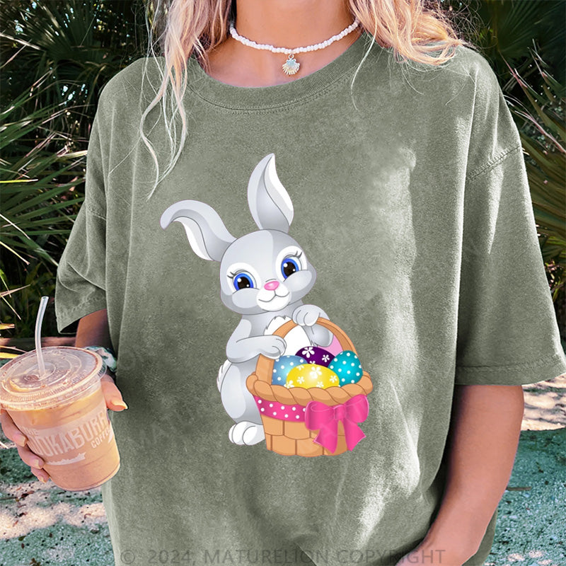 Maturelion Ostern Hase und Eier Damen Gewaschene Vintage T-Shirt