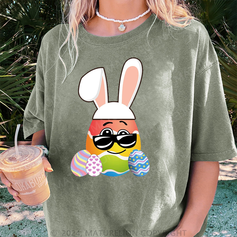 Maturelion Osterhase mit Brille Damen Gewaschene Vintage T-Shirt