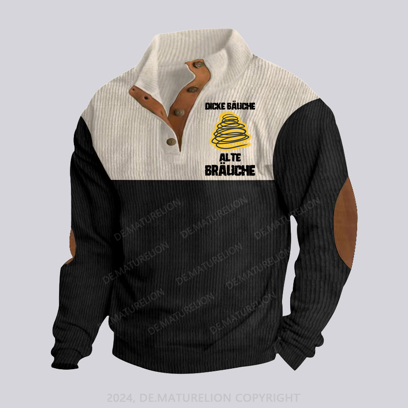 Maturelion Dicke Bäuche, Alte Bräuche Stehkragen Knopf Polo Shirt