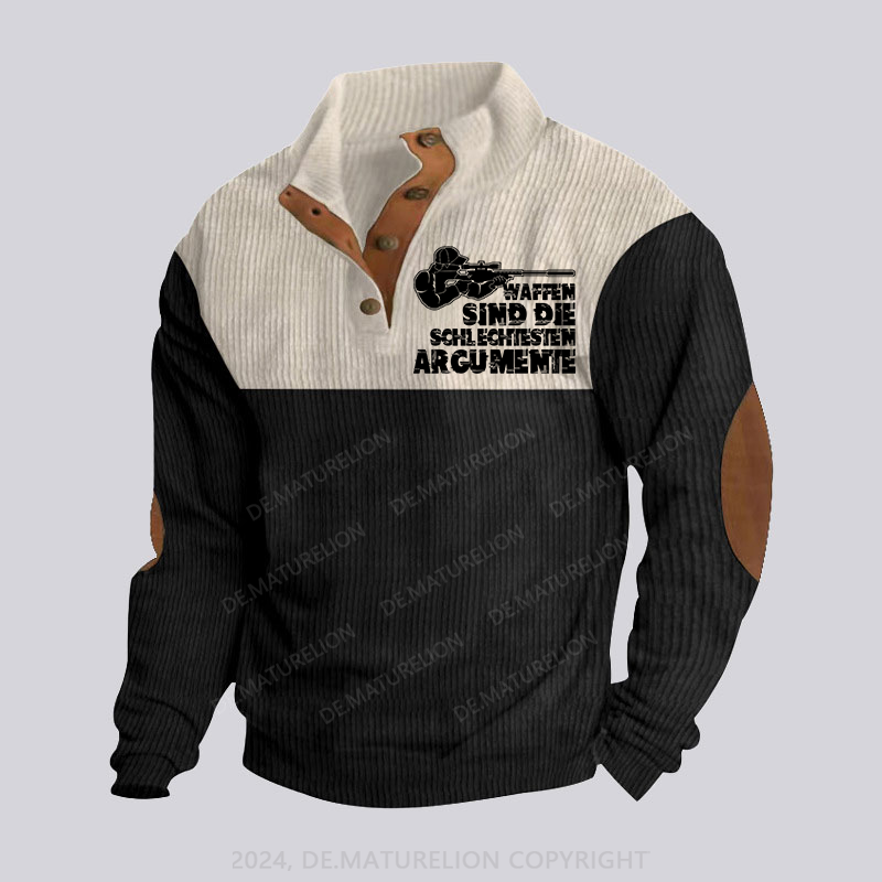 Maturelion Waffen sind die schlechtesten Argumente Stehkragen Knopf Polo Shirt