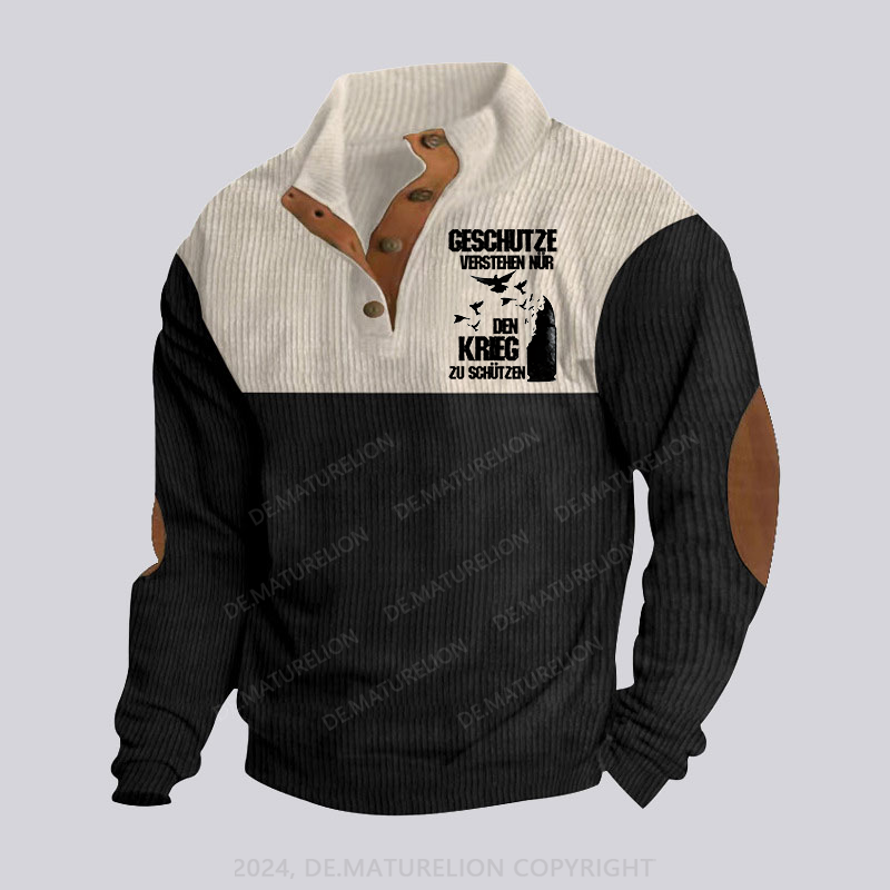 Maturelion Geschütze verstehen nur den Krieg zu schützen Stehkragen Knopf Polo Shirt