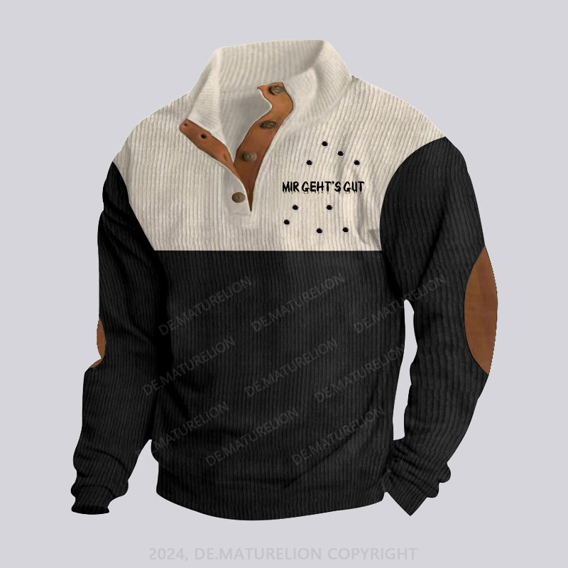 Maturelion Mir geht's gut Stehkragen Knopf Polo Shirt
