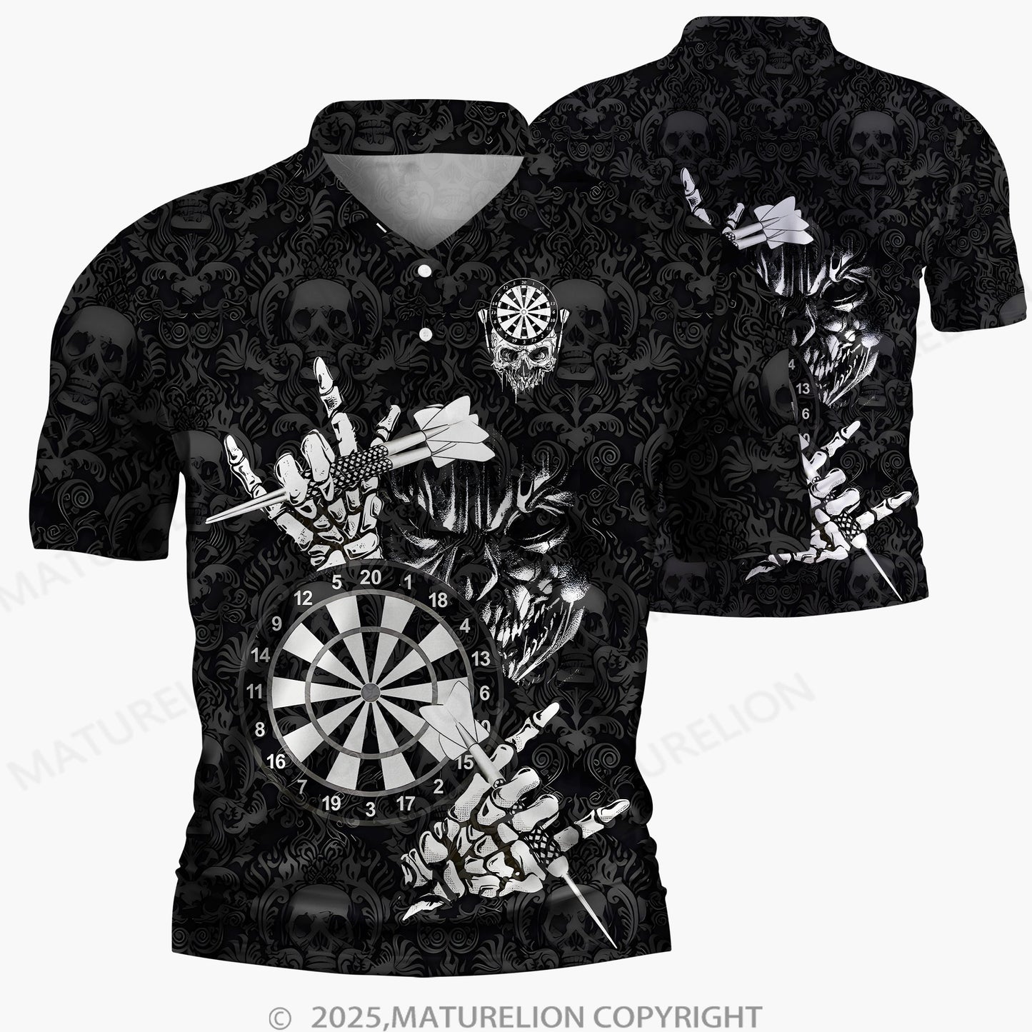 Maturelion Männer Voll-Print Polo Shirt