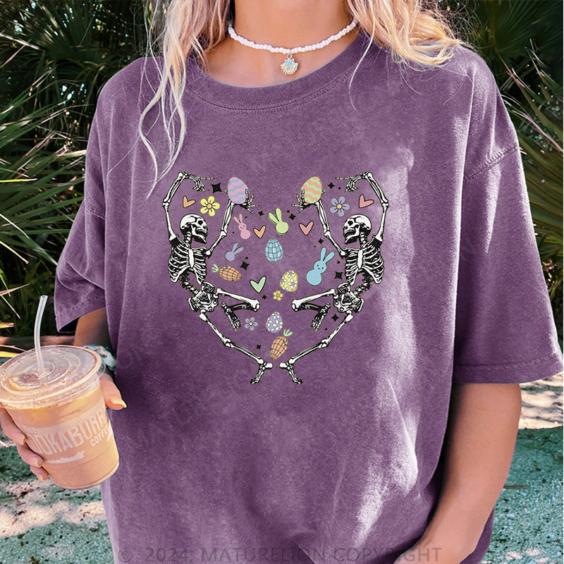Maturelion Skelett tanzt und Frohe Ostern Damen Gewaschene Vintage T-Shirt