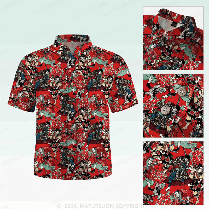Maturelion Hawaiian Shirt Koi Fische und Wellen Hawaiian Shirt