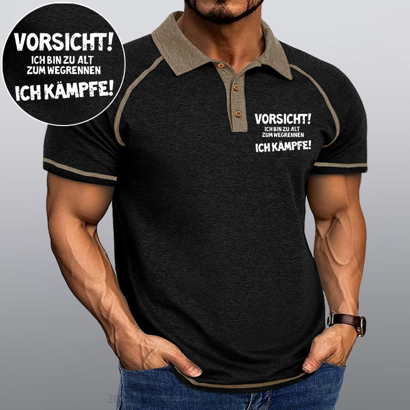 Maturelion Vorsicht Ich Bin Zu Alt Zum Wegrennen Ich Kämpfe Kragen T-Shirt