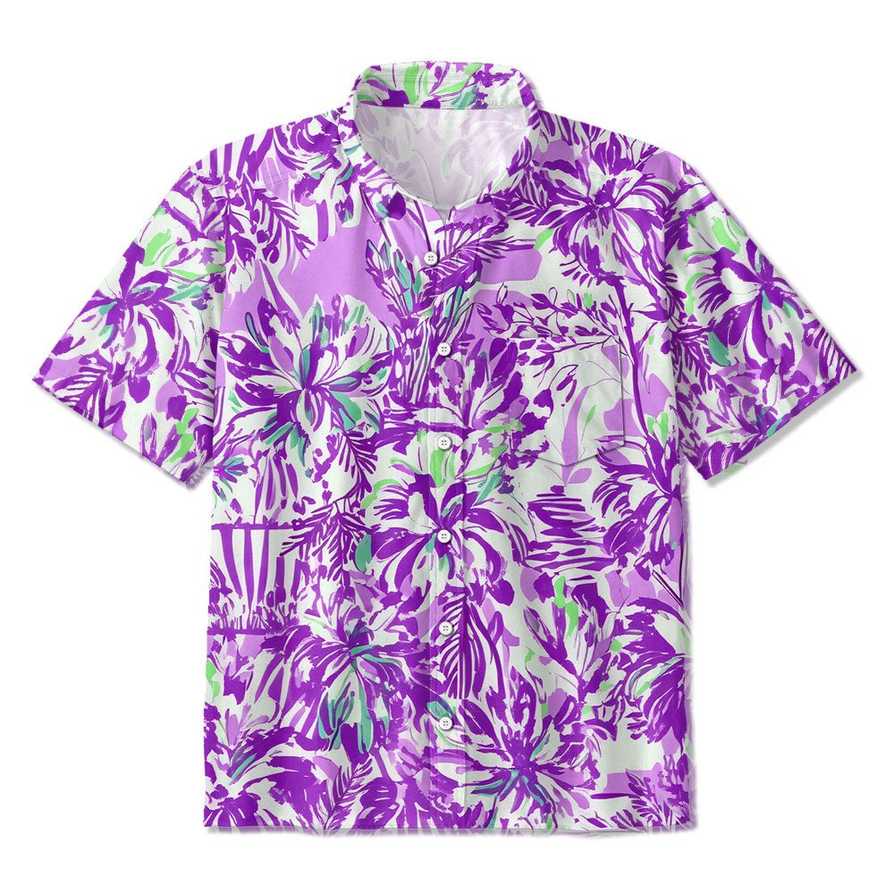 Lila Blumenknöpfe Druck Hawaiian Shirt