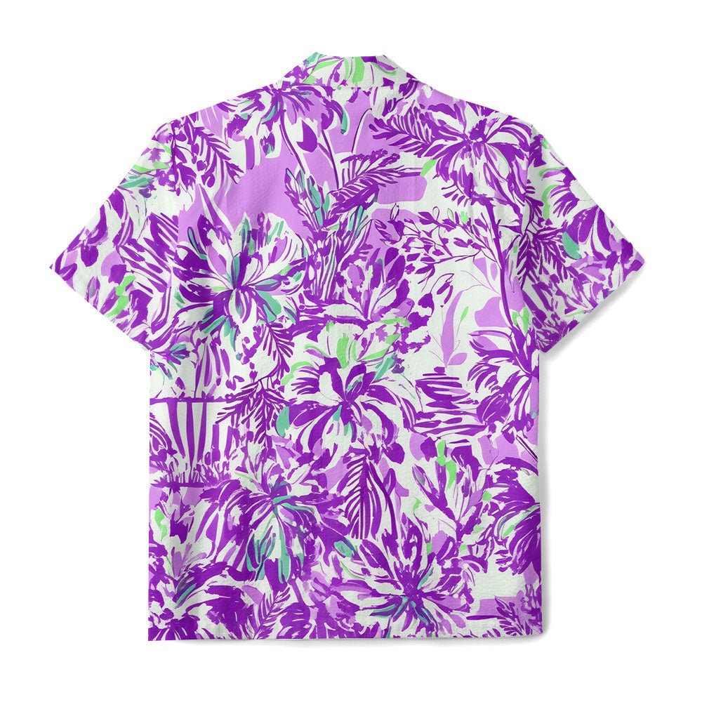 Lila Blumenknöpfe Druck Hawaiian Shirt