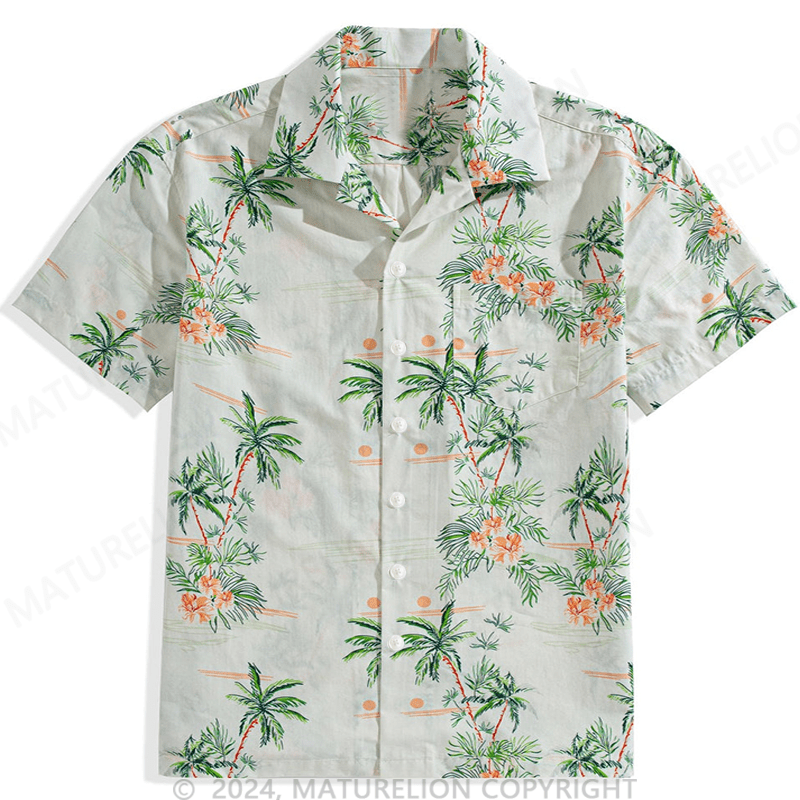 Männer mit Kokosnussbaum Print und Knopfleiste vorne Hawaiian Shirt Hawaiian Shirt