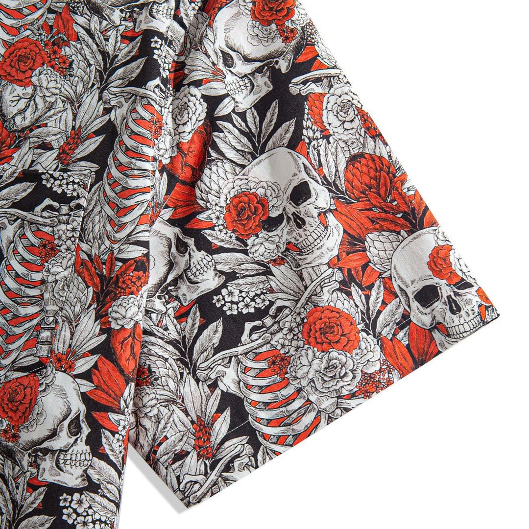 Bunte Totenkopf Blumen Hawaiian Shirt