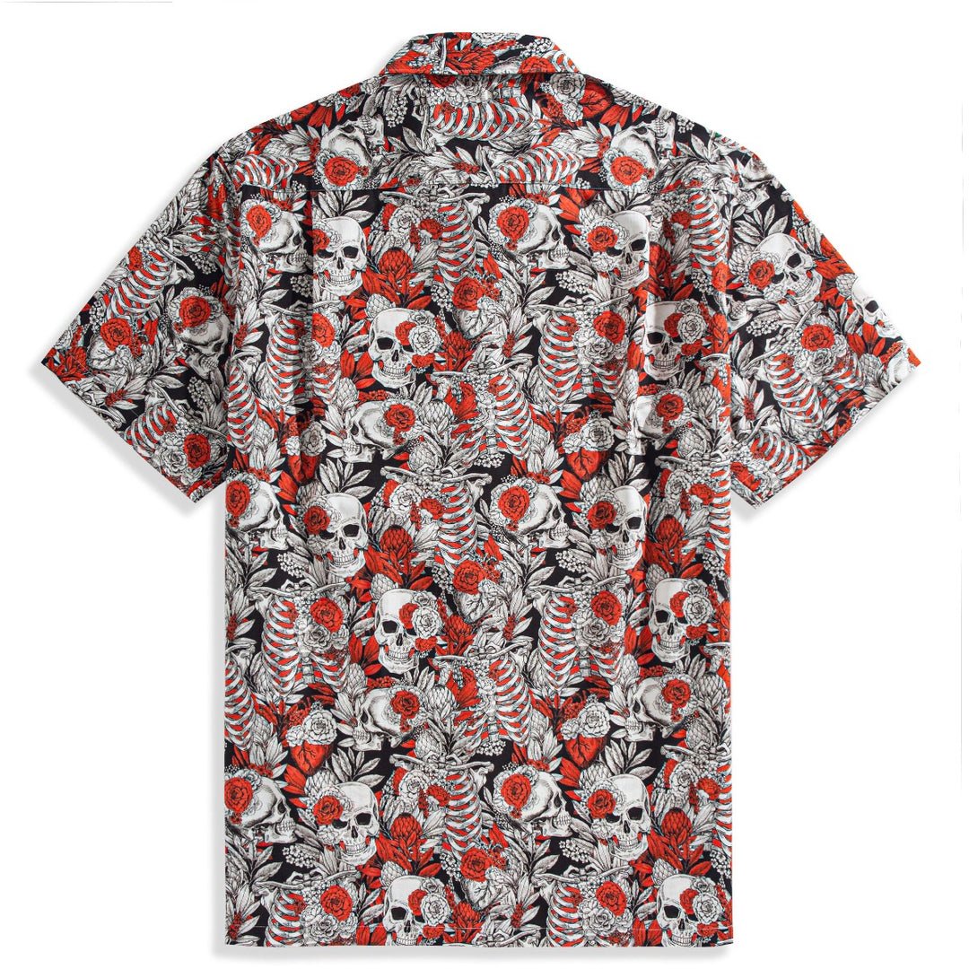 Bunte Totenkopf Blumen Hawaiian Shirt