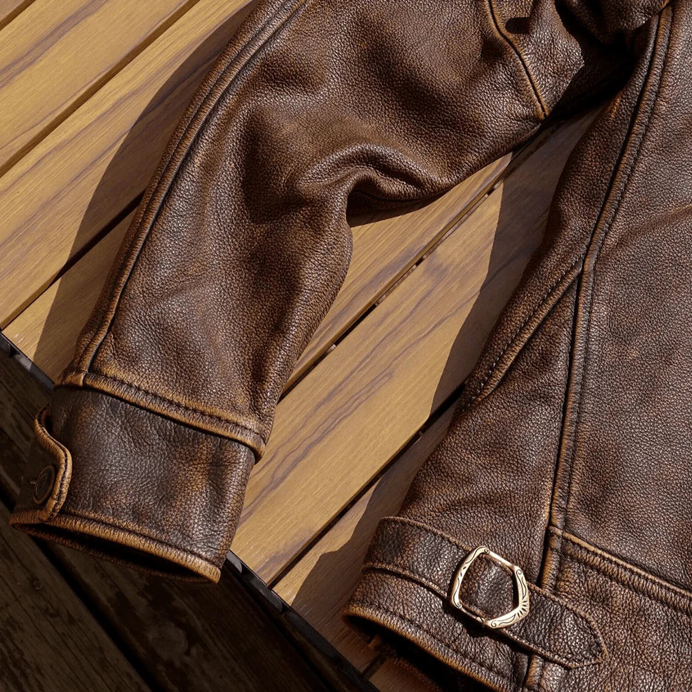 Modische Motorrad Bikerjacke aus echtem Leder Jacke