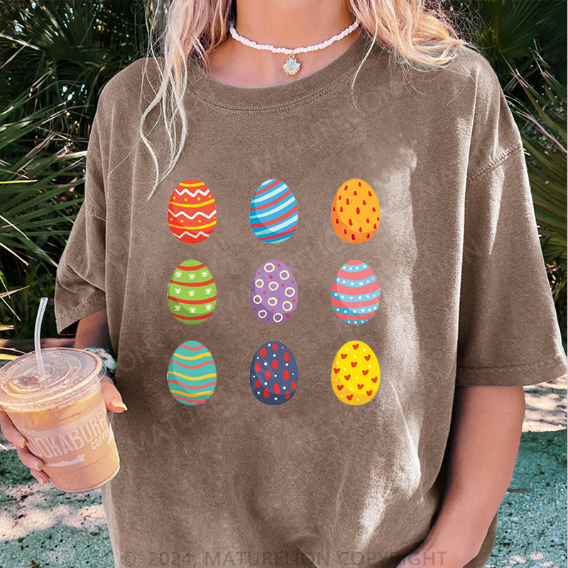 Maturelion Ostereier Damen Gewaschene Vintage T-Shirt