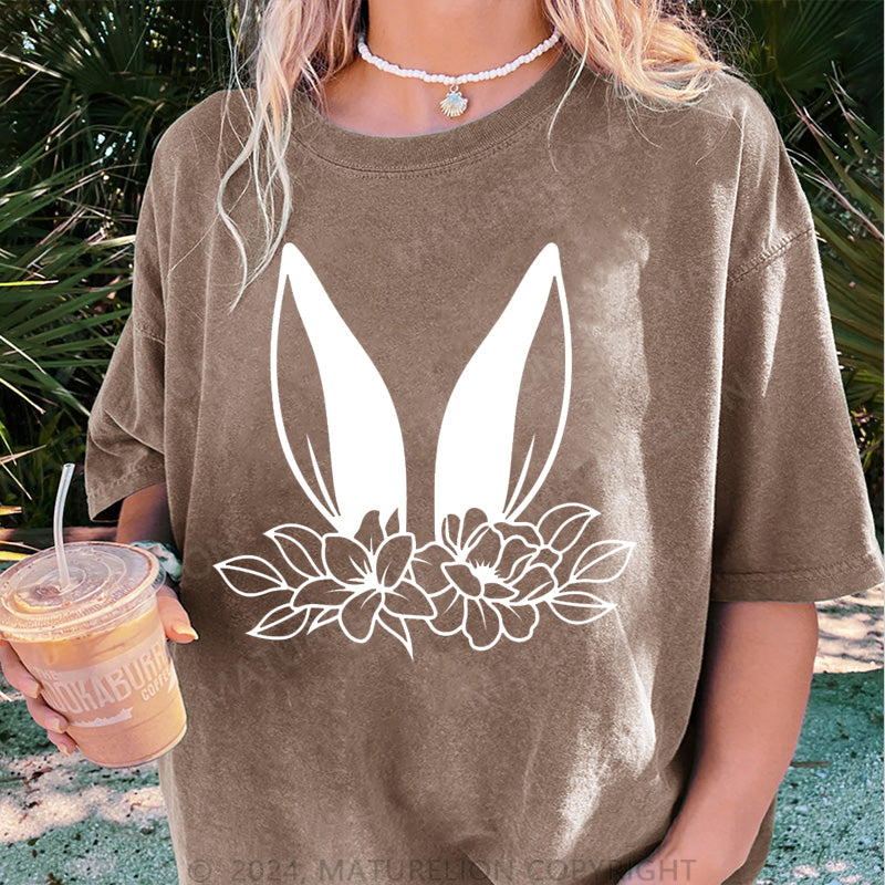 Maturelion Osterhase Ohren Damen Gewaschene Vintage T-Shirt