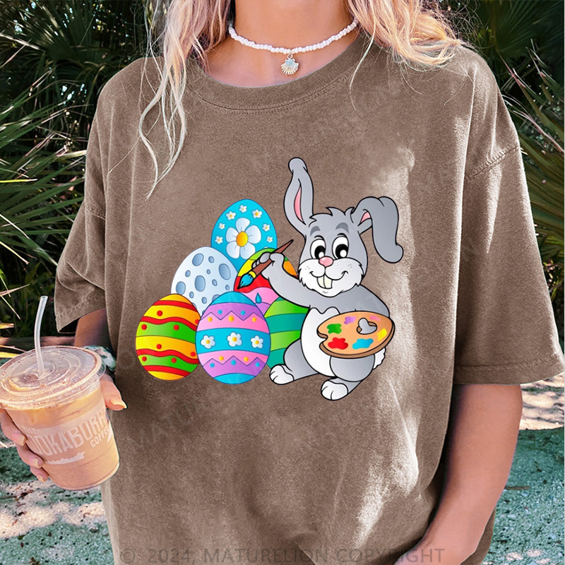 Maturelion Kunst Ostern Eier Damen Gewaschene Vintage T-Shirt