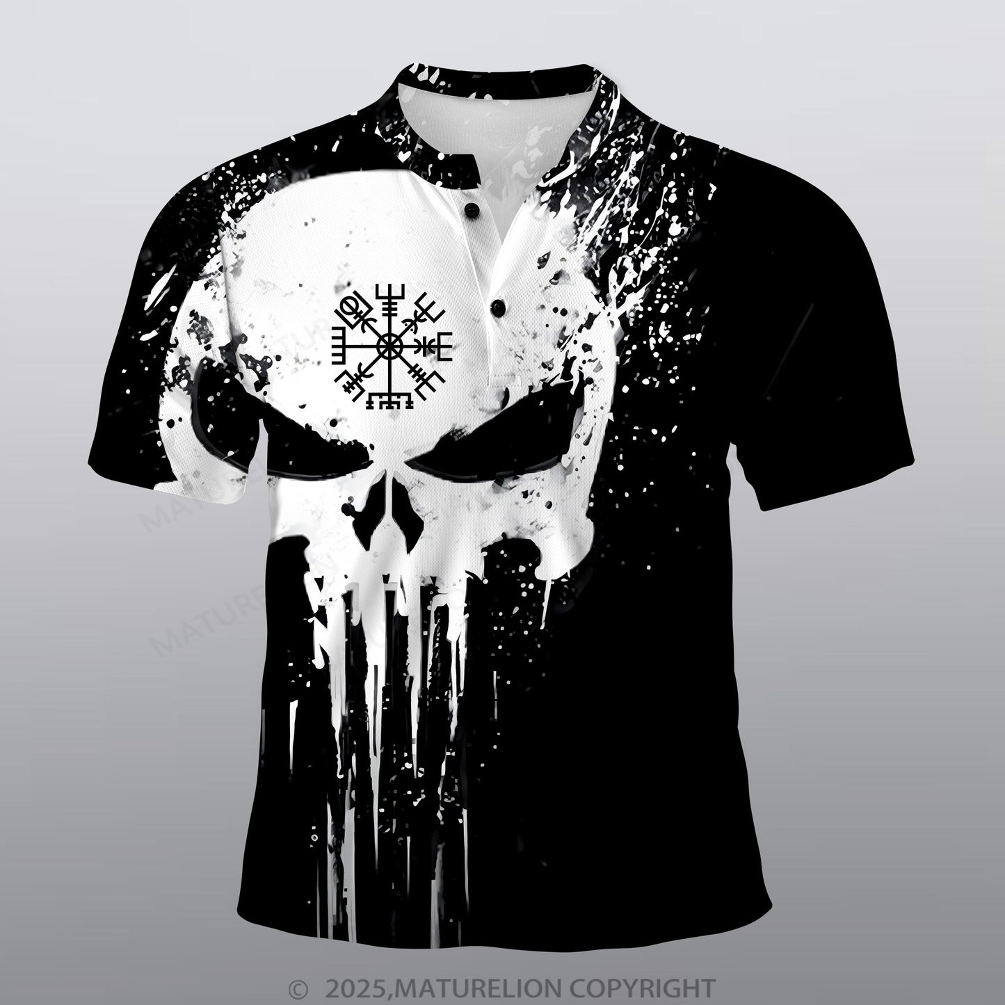 Maturelion Wikinger Männer Voll-Print Polo Shirt