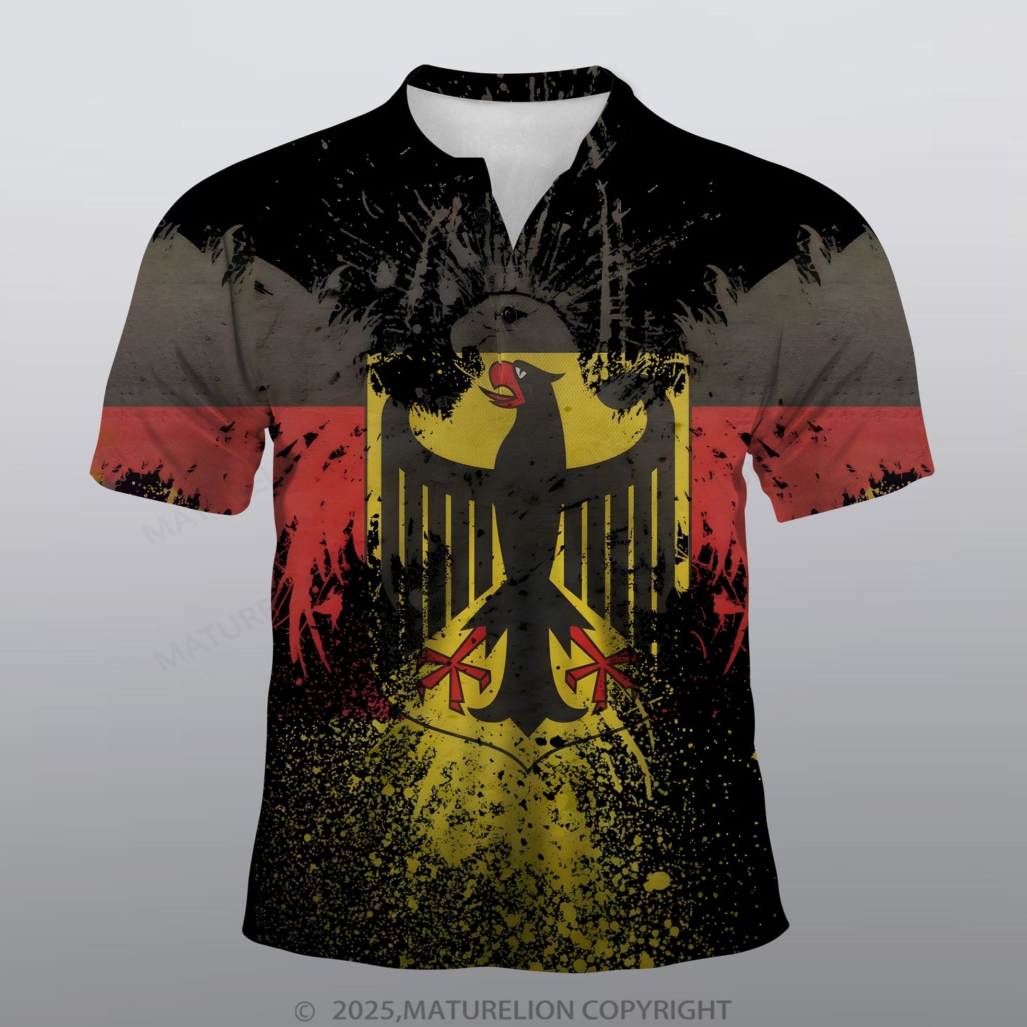 Maturelion Deutschland Männer Voll-Print Polo Shirt