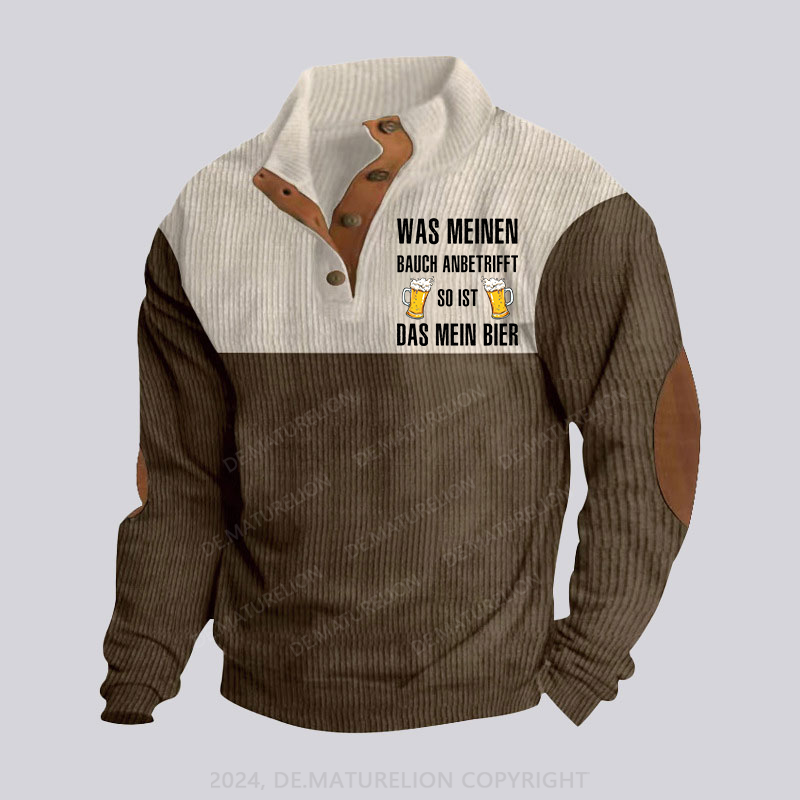 Maturelion Was meinen Bauch anbetrifft, so ist das mein Bier! Stehkragen Knopf Polo Shirt