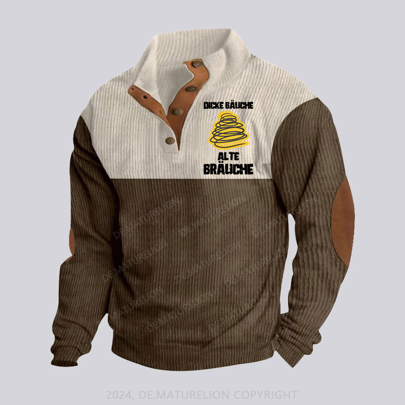 Maturelion Dicke Bäuche, Alte Bräuche Stehkragen Knopf Polo Shirt