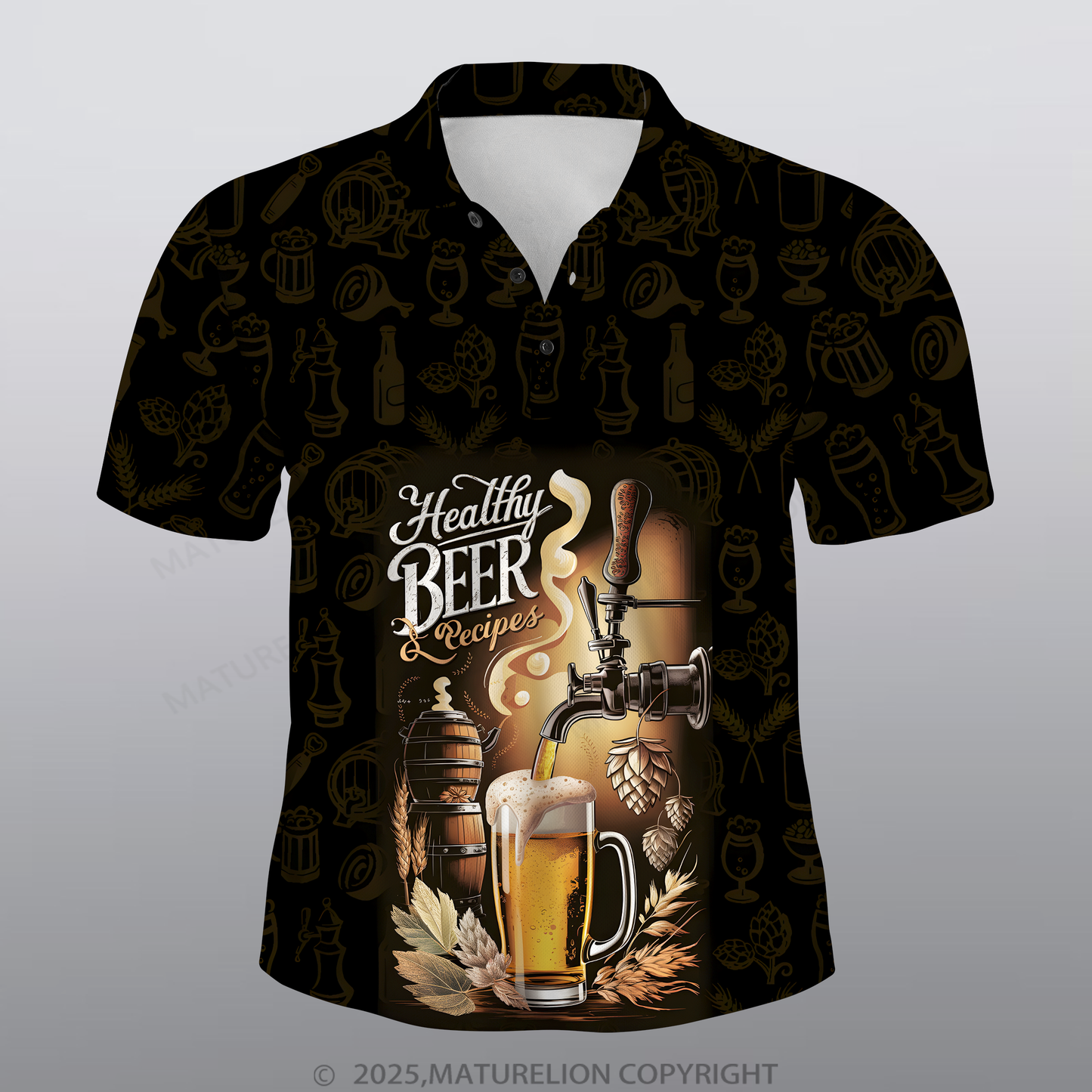 Maturelion Bier Männer Voll-Print Polo Shirt