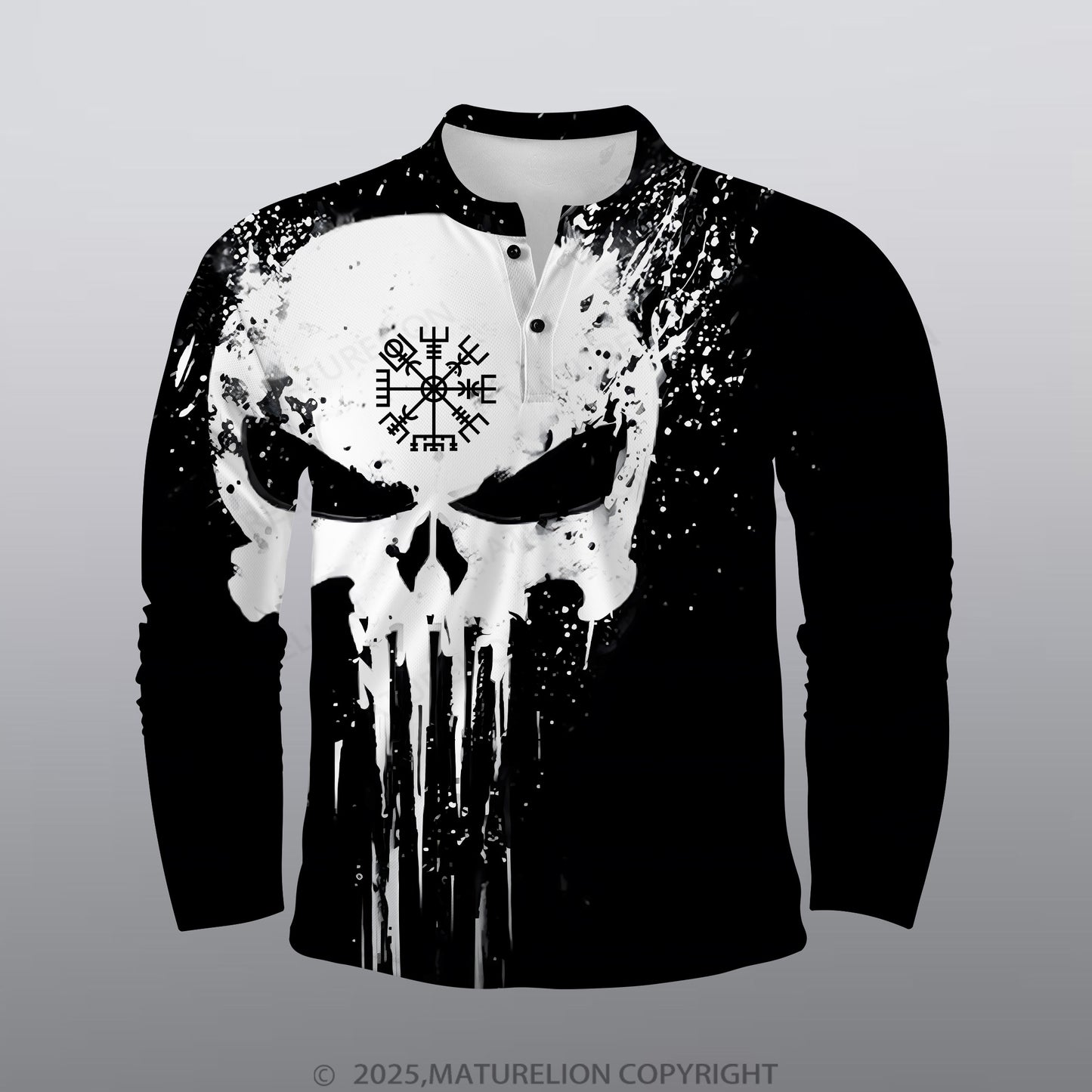 Maturelion Wikinger Männer Voll-Print Polo Shirt