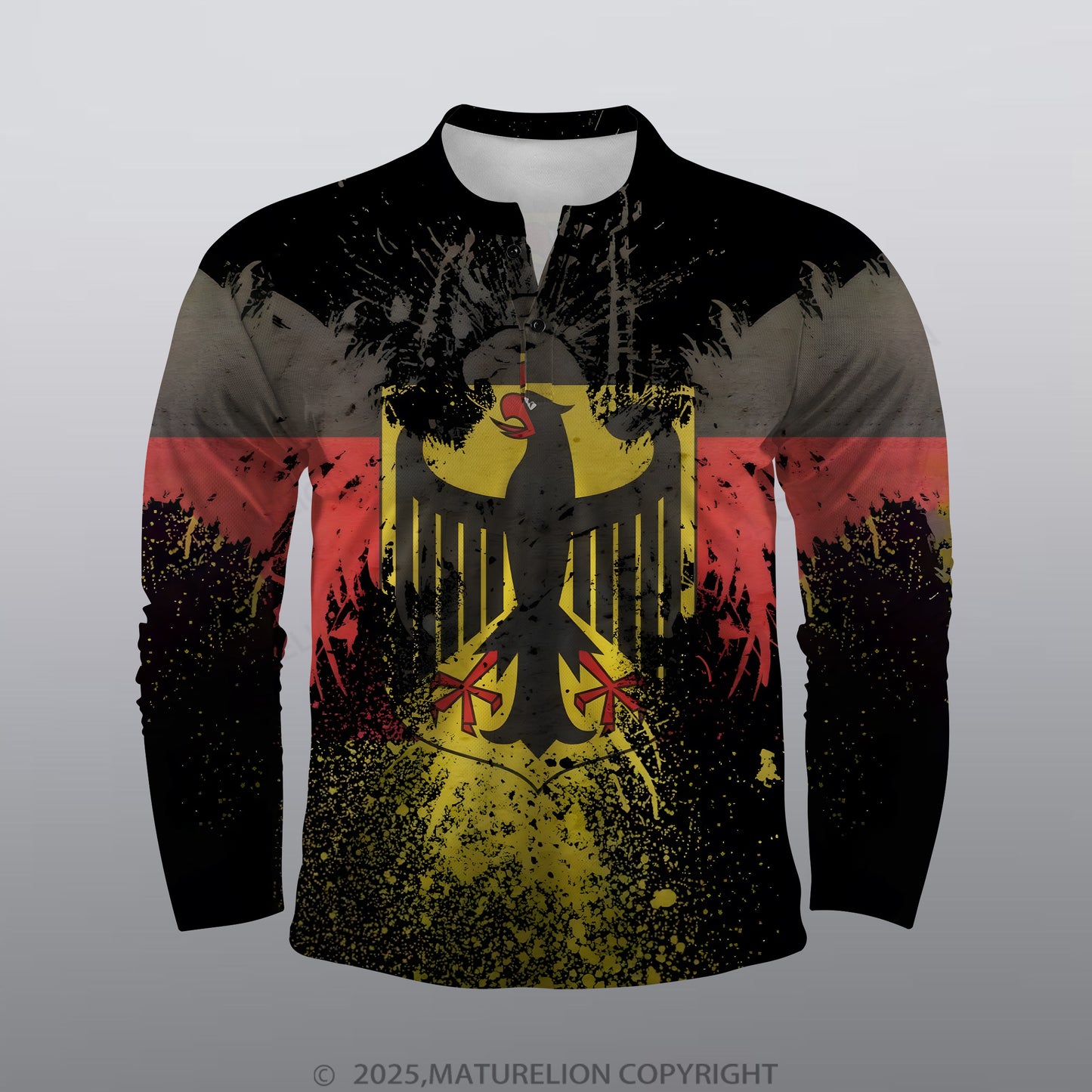 Maturelion Deutschland Männer Voll-Print Polo Shirt