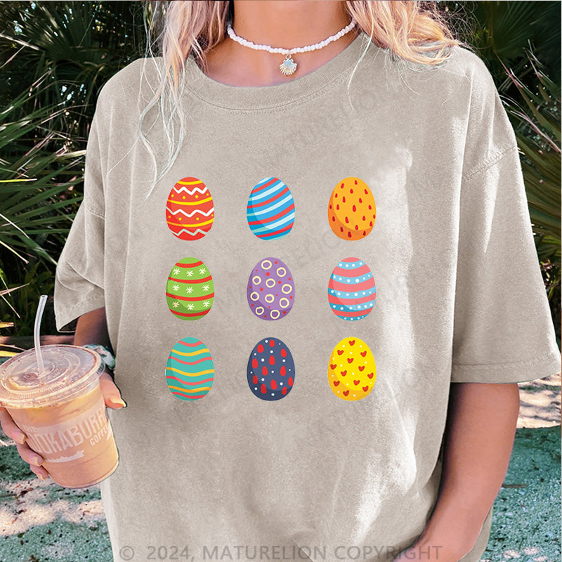 Maturelion Ostereier Damen Gewaschene Vintage T-Shirt