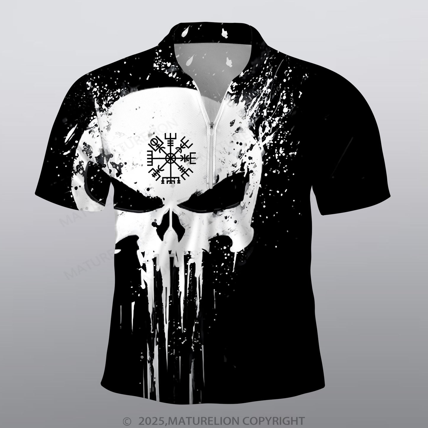 Maturelion Wikinger Männer Voll-Print Polo Shirt