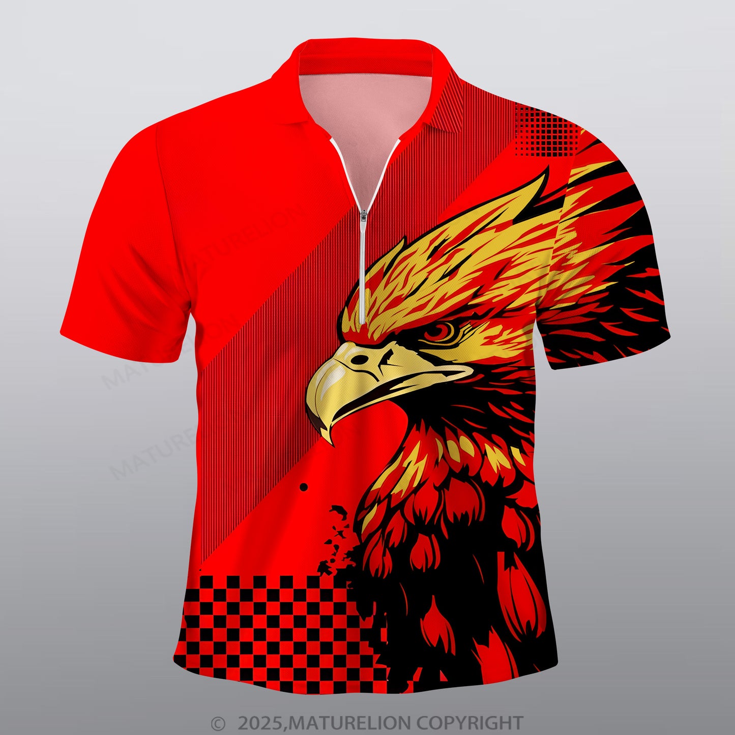 Maturelion Adler Männer Voll-Print Polo Shirt