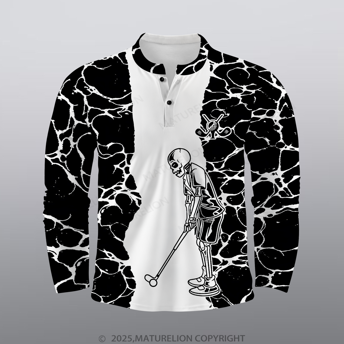 Maturelion Golf Männer Voll-Print Polo Shirt