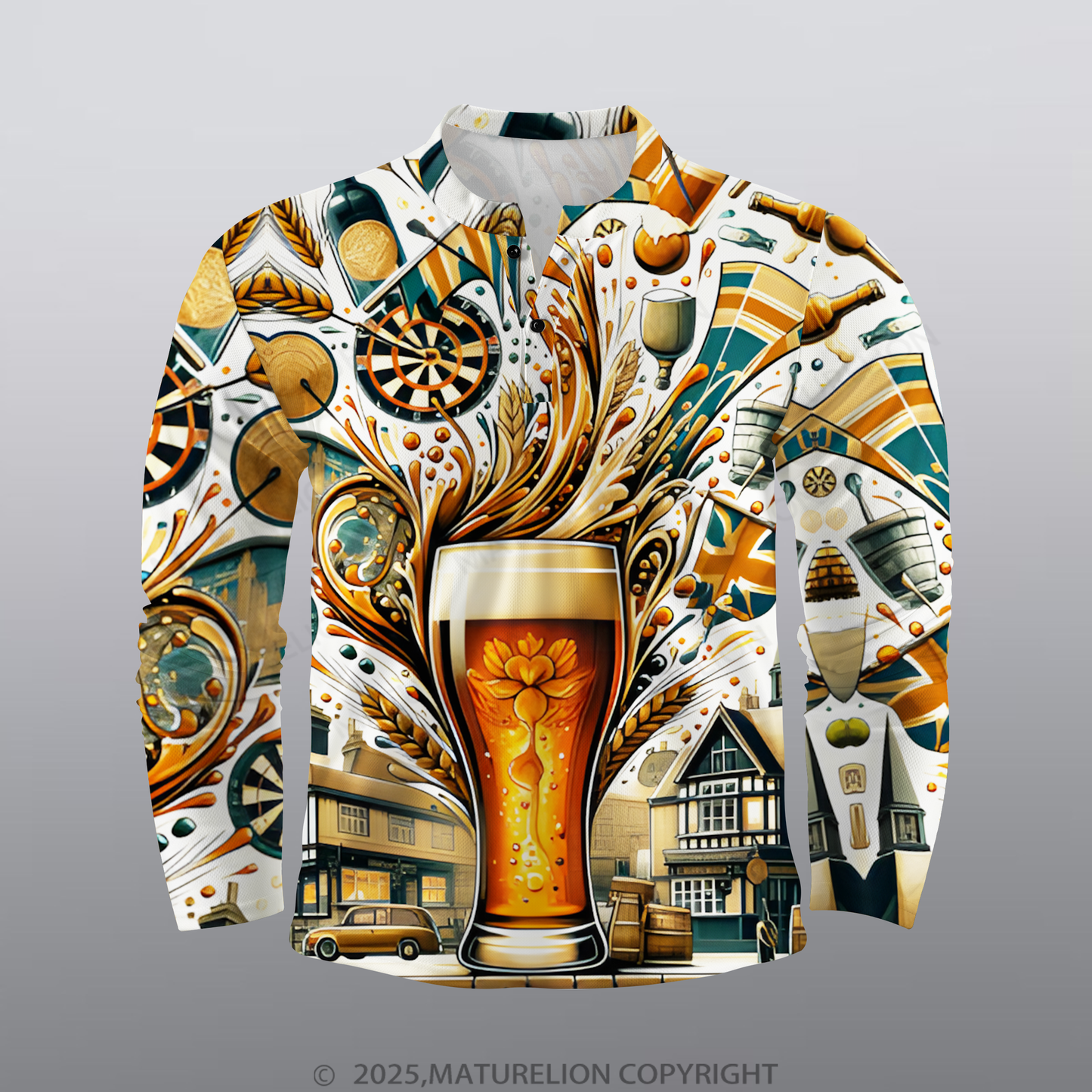 Maturelion Bier Männer Voll-Print Polo Shirt