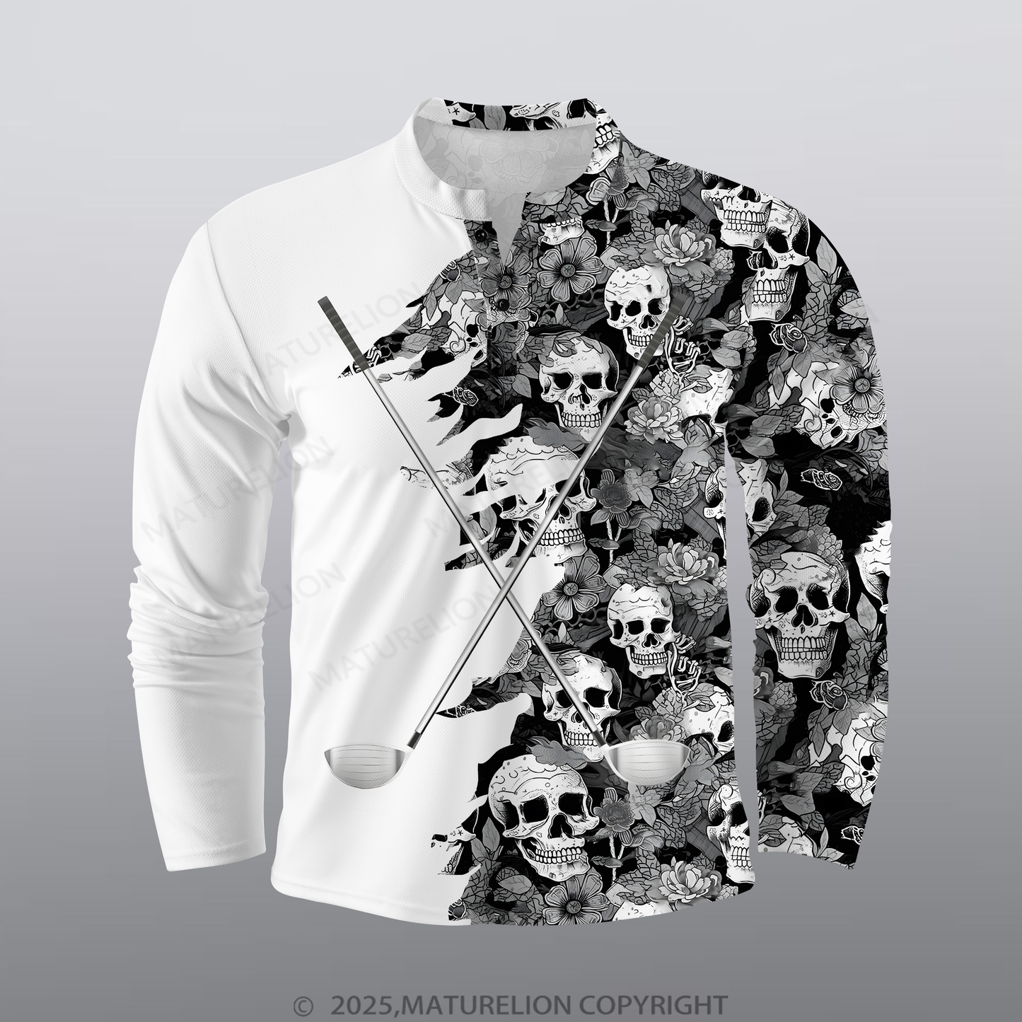 Maturelion Golf Männer Voll-Print Polo Shirt