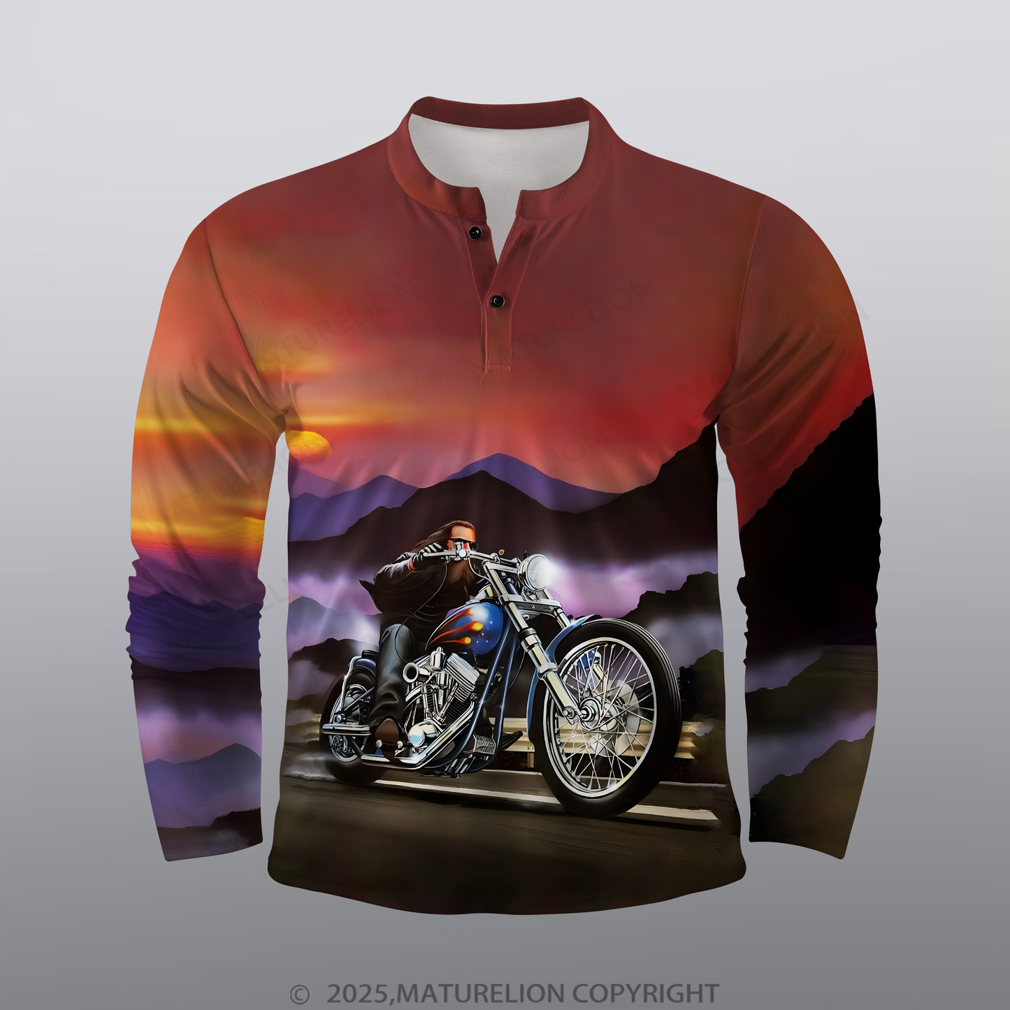 Maturelion Motorrad Männer Voll-Print Polo Shirt