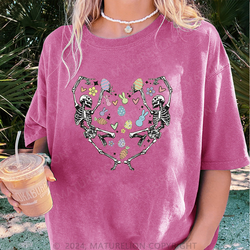 Maturelion Skelett tanzt und Frohe Ostern Damen Gewaschene Vintage T-Shirt