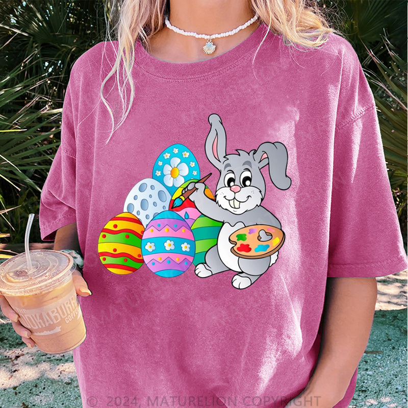 Maturelion Kunst Ostern Eier Damen Gewaschene Vintage T-Shirt