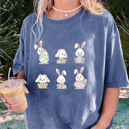 Maturelion Liebe Ostern Hasen Damen Gewaschene Vintage T-Shirt