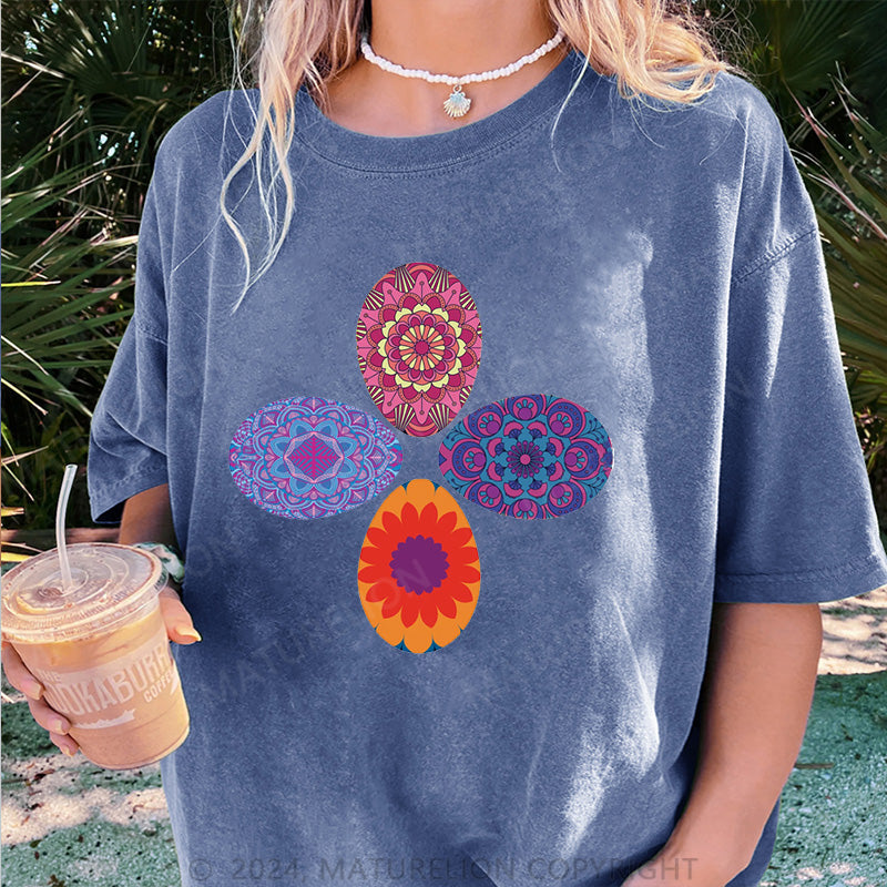 Maturelion Vier Ostereier Damen Gewaschene Vintage T-Shirt