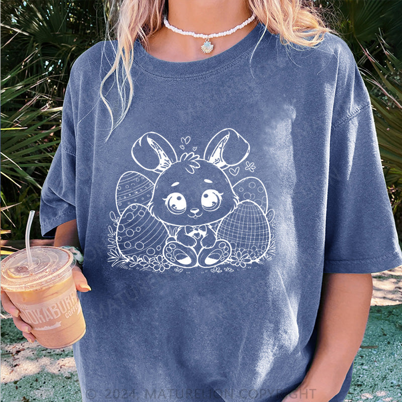 Maturelion Osterhase und Ostereier Damen Gewaschene Vintage T-Shirt