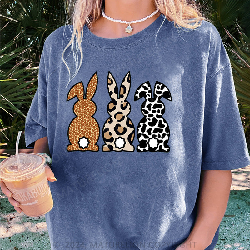 Maturelion Drei Osterhasen Damen Gewaschene Vintage T-Shirt