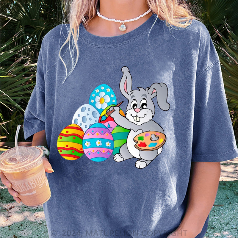 Maturelion Kunst Ostern Eier Damen Gewaschene Vintage T-Shirt